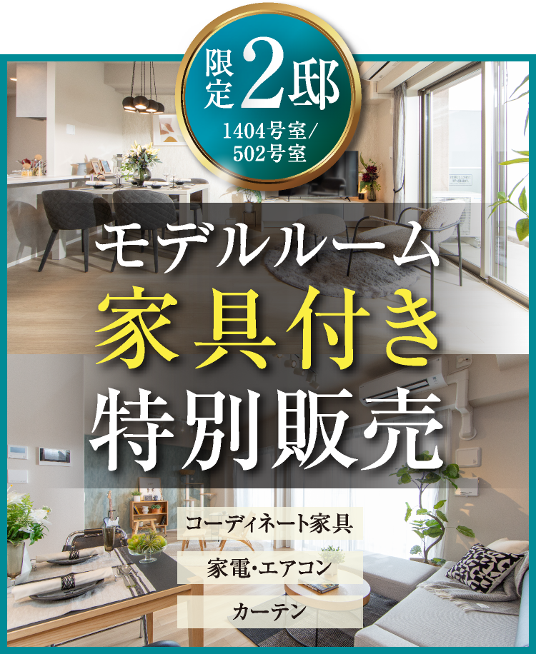 限定2邸　モデルルーム家具付き特別販売