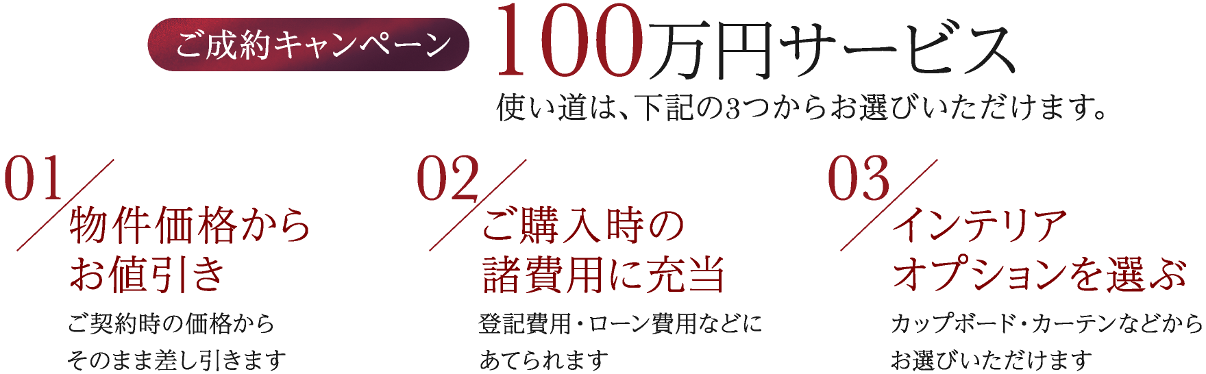 ご成約キャンペーン　100万円サービス