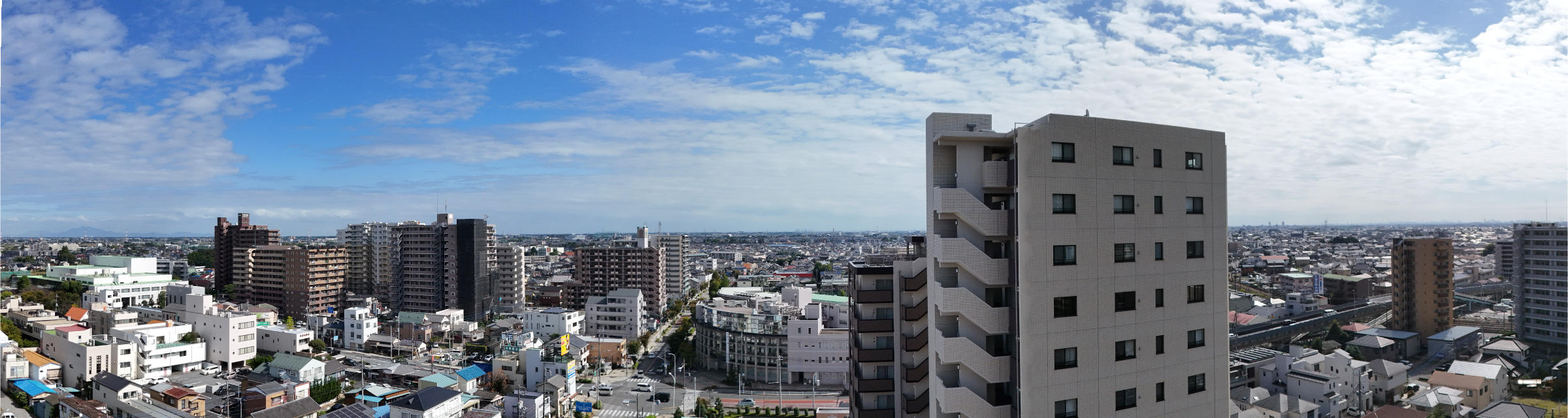 現地14階相当から南東方向を望む